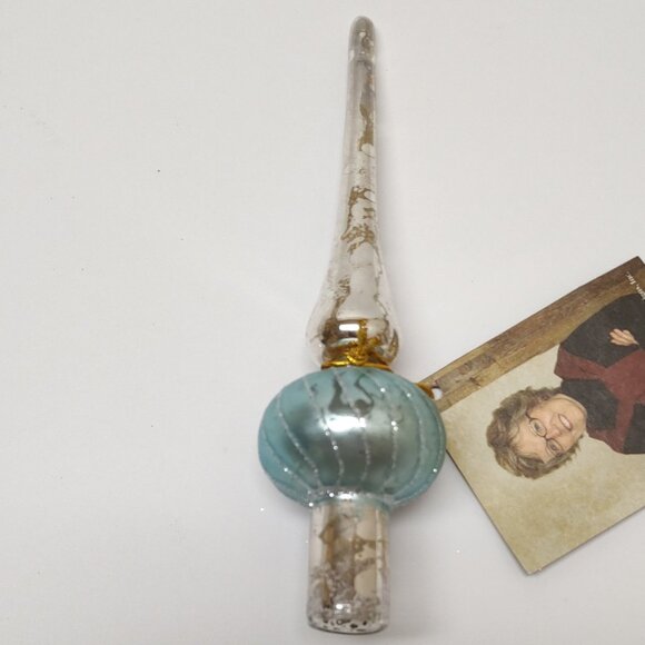 Bethany Lowe Glass Aqua Finial Tree Topper - Small - Vintage Style - Picture 1 of 2